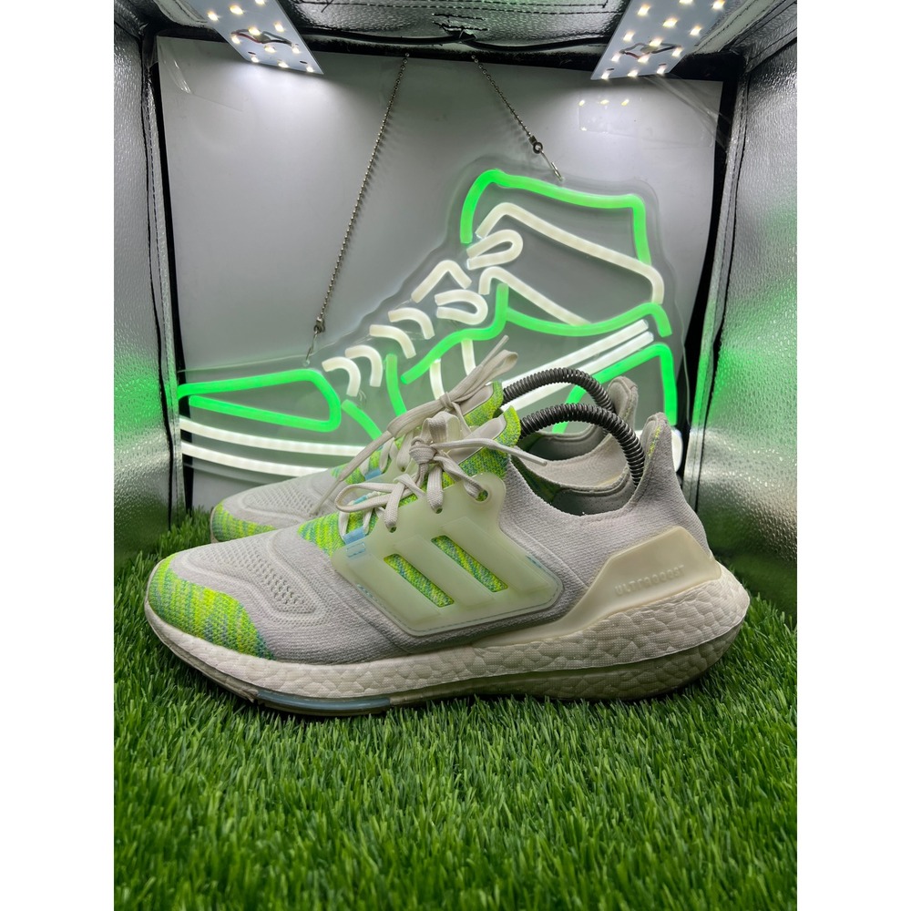 Adidas Ultraboost 22 Womens Running Shoes White Neon Green GX5926 Size 9